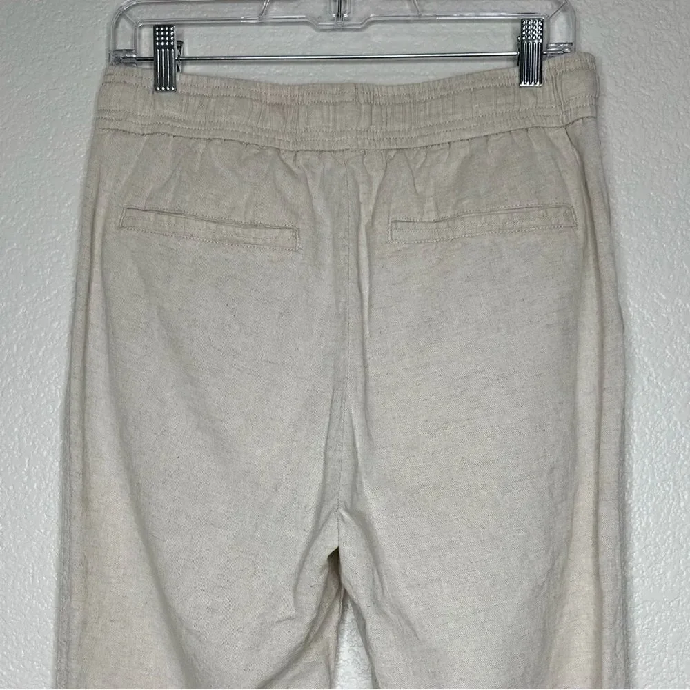 NWOT Zara Linen Blend Cream Pull On Women’s Pants, Sz Medium